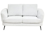 2 Seater Sofa Off-White Fabric Upholstery Iron Black Legs with Armrests Living Room Reading Corner Modern Style Beliani