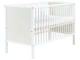 Baby Cot Bed White MDF 60 x 120 cm with Bars Height Adjustable Standard Size Nursery Accessories Minimalistic Design Beliani