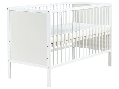 Baby Cot Bed White MDF 60 x 120 cm with Bars Height Adjustable Standard Size Nursery Accessories Minimalistic Design Beliani
