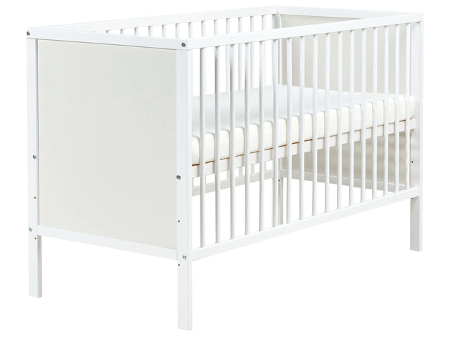 Baby Cot Bed White MDF 60 x 120 cm with Bars Height Adjustable Standard Size Nursery Accessories Minimalistic Design Beliani