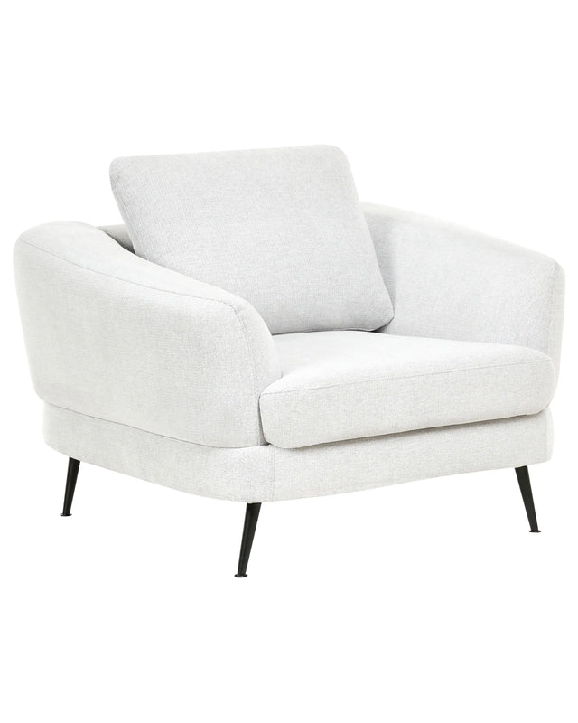 Armchair Off-White Fabric Upholstery Iron Legs with Armrests Living Room Reading Corner Modern Style Beliani