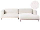 Left-Hand Corner Sofa Off White Boucle Upholstery Wooden Legs 4 Seater Thickly Padded Modern Style Living Room Furniture Beliani