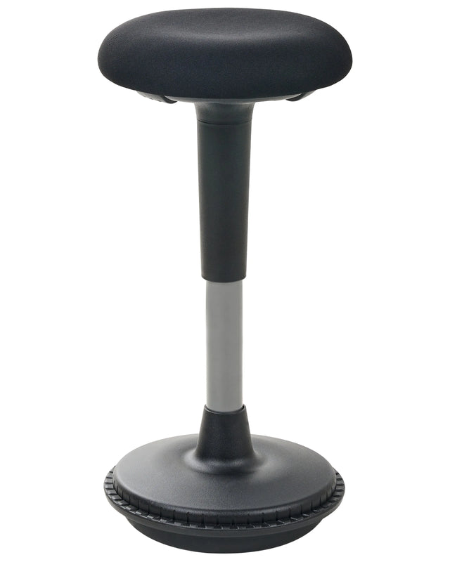 Office Wobble Stool Black Fabric Metal Frame Upholstered Adjustable Height Office Furniture Beliani