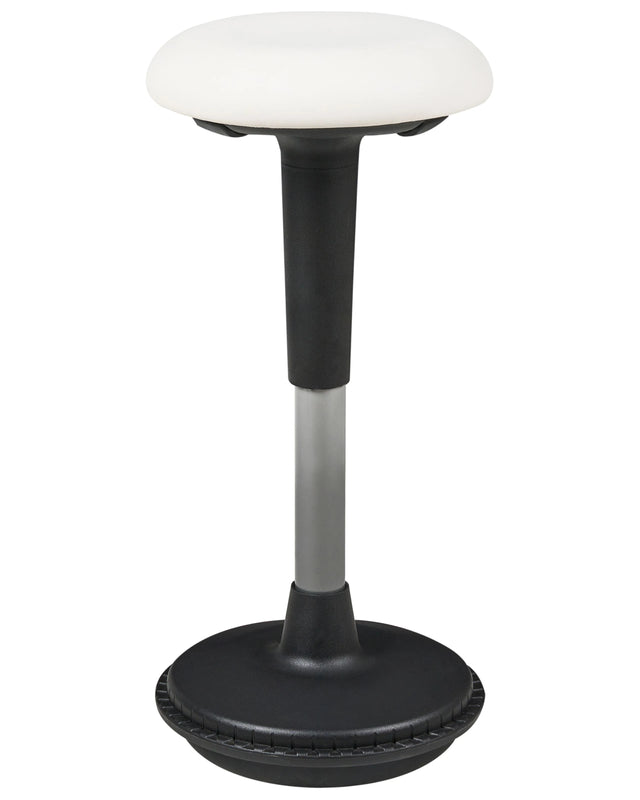 Office Wobble Stool White Faux Leather Metal Frame Upholstered Adjustable Height Office Furniture Beliani