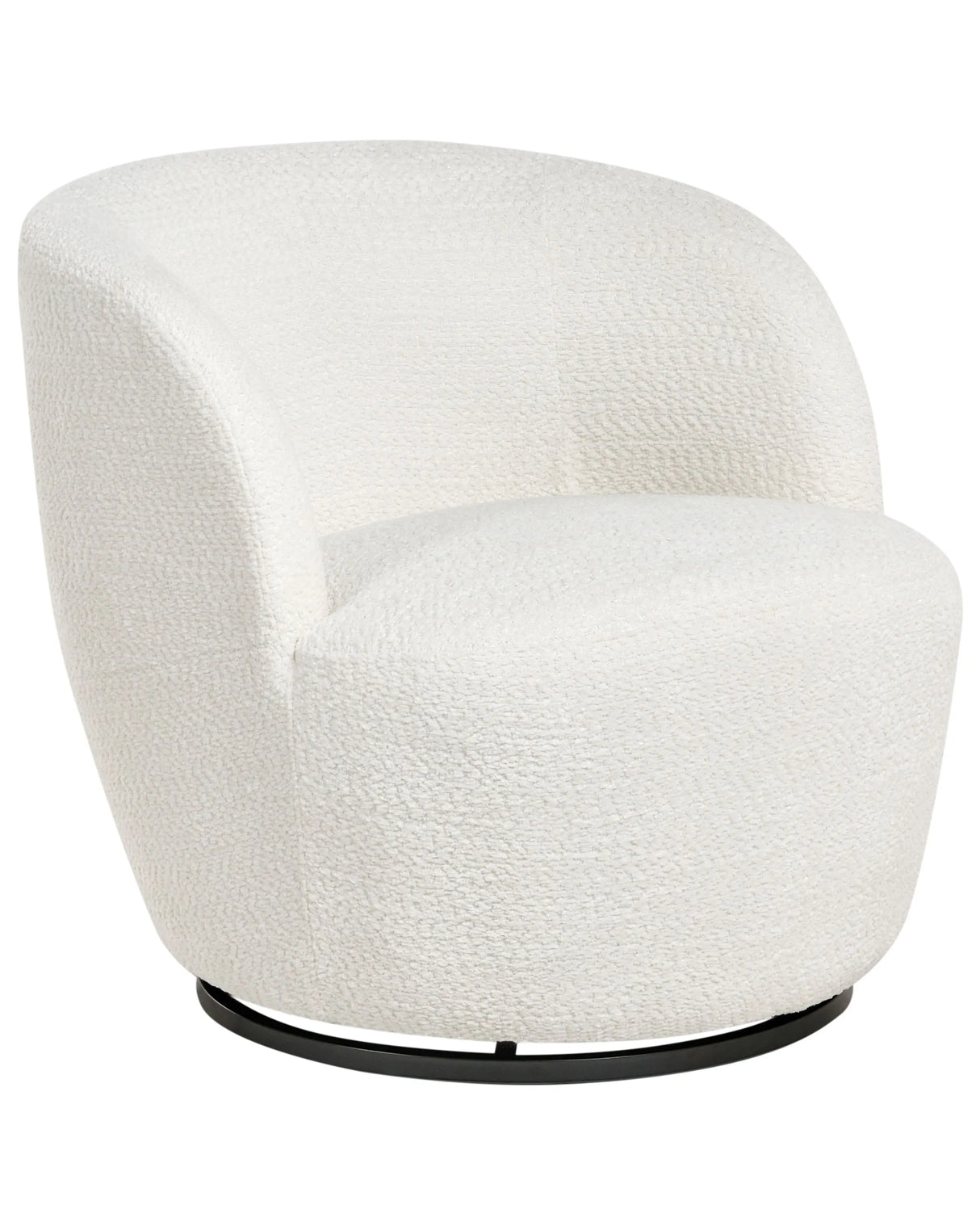 Swivel Armchair Off-White Chenille Polyester Upholstery with Armrests Wide Seat Living Room Modern Beliani