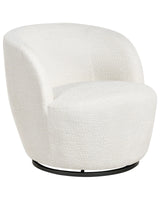Swivel Armchair Off-White Chenille Polyester Upholstery with Armrests Wide Seat Living Room Modern Beliani