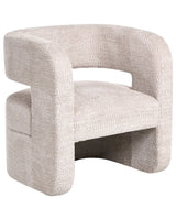 Armchair Beige Polyester Chenille Upholstery with Armrests Wide Seat Living Room Modern Beliani