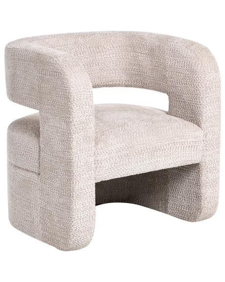 Armchair Beige Polyester Chenille Upholstery with Armrests Wide Seat Living Room Modern Beliani