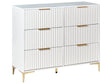 Chest of Drawers White MDF 6 Drawers Metal Legs Handles Fluted Fronts Modern Design Bedroom Living Room Beliani