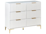 Chest of Drawers White MDF 6 Drawers Metal Legs Handles Fluted Fronts Modern Design Bedroom Living Room Beliani