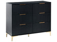 Chest of Drawers Black MDF 6 Drawers Metal Legs Handles Fluted Fronts Modern Design Bedroom Living Room Beliani