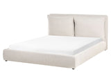 EU King Size Waterbed Beige Fabric 5ft3 Upholstered Cushion Back Bedroom Modern Style Beliani