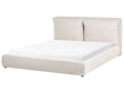 EU Super King Size Bed Beige Fabric 6ft Upholstered Frame Cushion Back Cosy Bedroom Modern Beliani