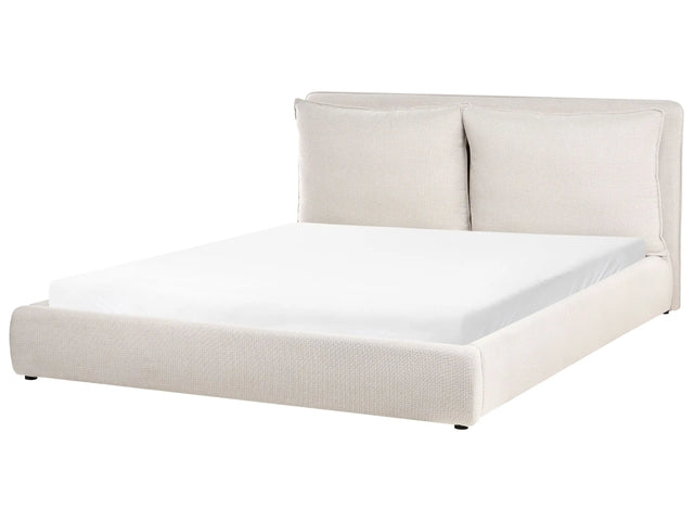 EU Super King Size Bed Beige Fabric 6ft Upholstered Frame Cushion Back Cosy Bedroom Modern Beliani