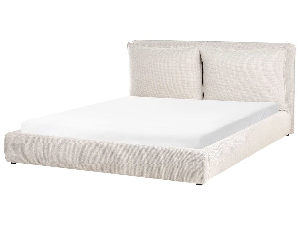 EU Super King Size Waterbed Beige Fabric 6ft Upholstered Cushion Back Bedroom Modern Style Beliani