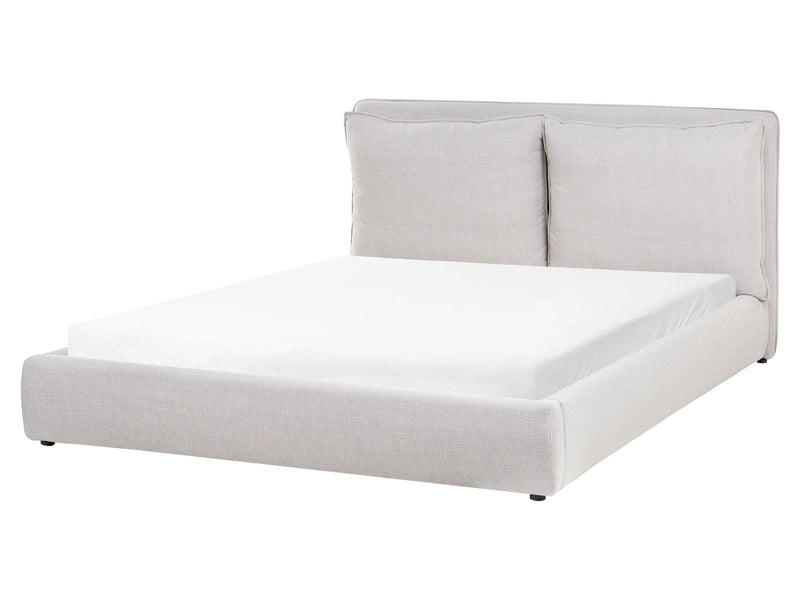 EU King Size Waterbed Light Grey Fabric 5ft3 Upholstered Cushion Back Bedroom Modern Style Beliani