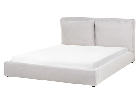 EU King Size Waterbed Light Grey Fabric 5ft3 Upholstered Cushion Back Bedroom Modern Style Beliani