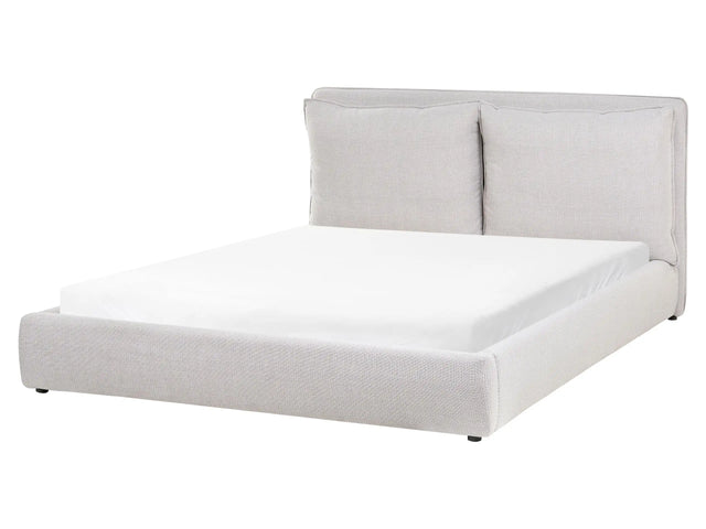 EU King Size Waterbed Light Grey Fabric 5ft3 Upholstered Cushion Back Bedroom Modern Style Beliani