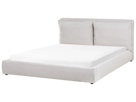 EU Super King Size Bed Light Grey Fabric 6ft Upholstered Frame Cushion Back Cosy Bedroom Modern Beliani