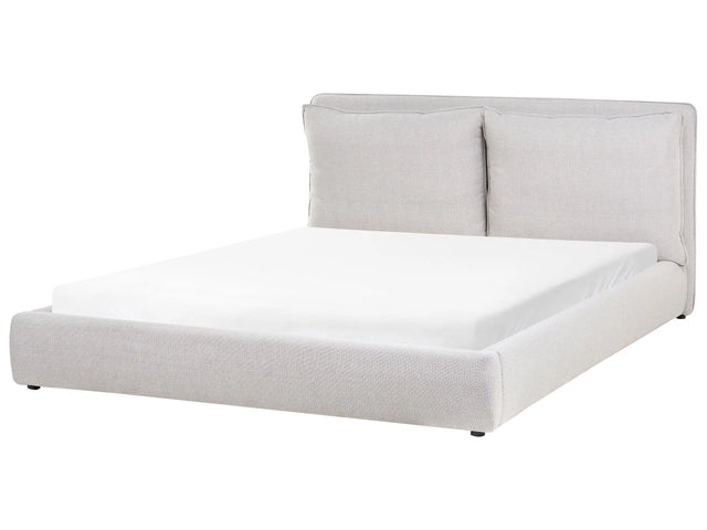 EU Super King Size Bed Light Grey Fabric 6ft Upholstered Frame Cushion Back Cosy Bedroom Modern Beliani
