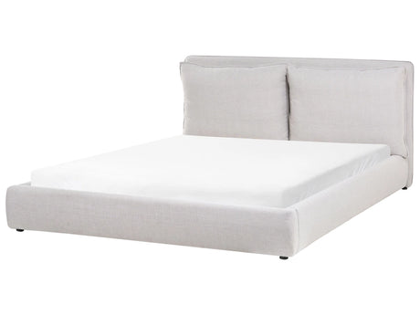EU Super King Size Waterbed Light Grey Fabric 6ft Upholstered Cushion Back Bedroom Modern Style Beliani