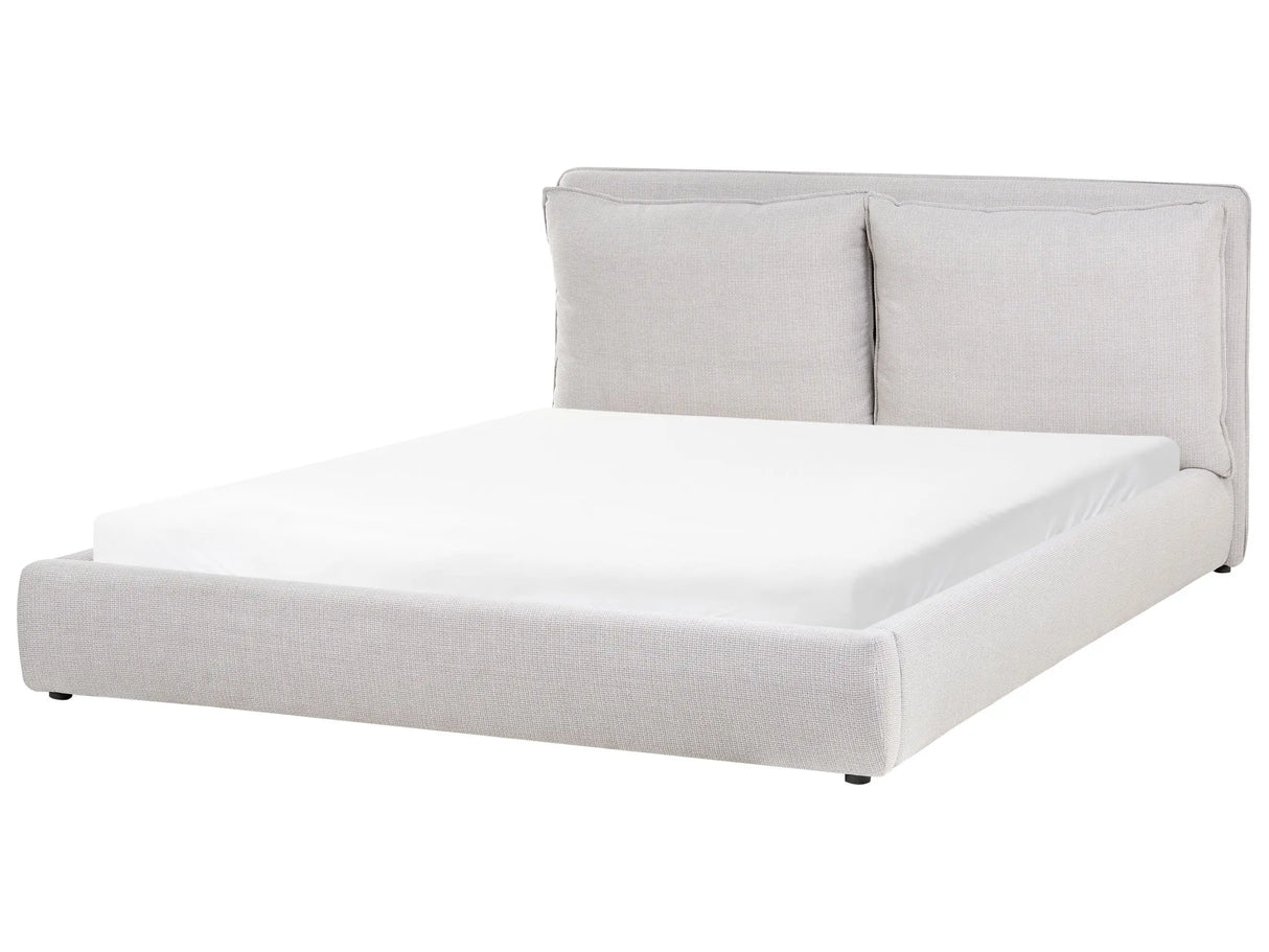EU Super King Size Waterbed Light Grey Fabric 6ft Upholstered Cushion Back Bedroom Modern Style Beliani