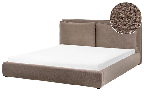 EU Super King Size Waterbed Taupe Boucle 6ft Upholstered Cushion Back Bedroom Modern Style Beliani