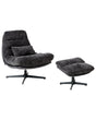 Swivel Armchair with Footstool Black Chenille Single Base Cushioned Seat Beliani