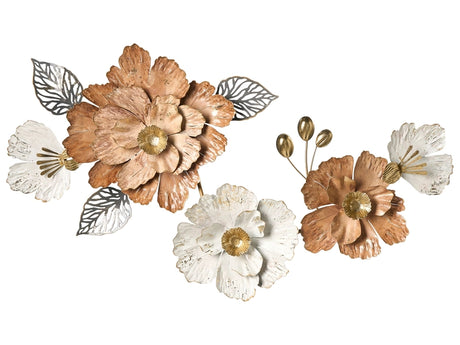 Wall Decor Multicolour Iron Handmade Wall Accent with Leaves and Blooms Modern Accessory Beliani