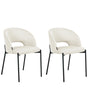 Set of 2 Fabric Dining Chairs Light Beige Upholstery Cut-Out Backrest Black Metal Legs Modern Retro Design Beliani
