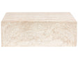 Side Table Beige Travertine Effect Top Veneer Stone-like Modern Design Living Room Beliani
