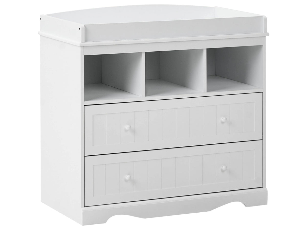 Changing Table Dresser White MDF Particle Board with Shelves and Drawers Modern Storage Nursery Kids Room Beliani