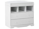 Changing Table Dresser White MDF Particle Board with Shelves and Drawers Modern Storage Nursery Kids Room Beliani