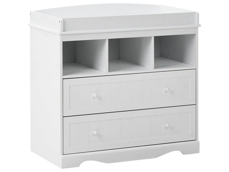 Changing Table Dresser White MDF Particle Board with Shelves and Drawers Modern Storage Nursery Kids Room Beliani