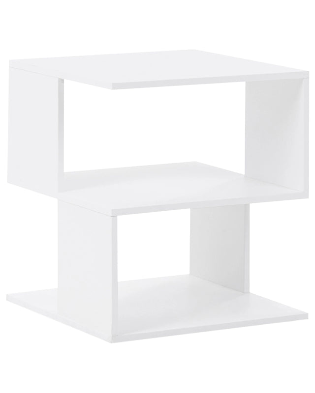Bedside Table White Particle Board Open Shelves Bedroom Storage Modern Beliani