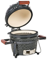 Charcoal Grill Black Ceramic Kamado Style BBQ with Lid and Thermometer Cooking Grate Beliani