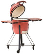 Charcoal Grill Red Ceramic Kamado Style Wheeled BBQ with Lid and Thermometer Cooking Grate Beliani