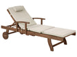 Garden Sun Lounger  Acacia Wood Natural with Taupe Cushion Adjustable Backrest Inbuilt Castors Rustic Traditional Style Beliani