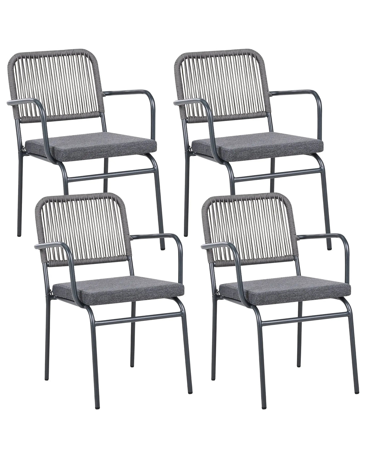 Set of 4 Garden Chairs Grey Aluminium Powder Coated Finish Frame Stackable Outdoor Beliani