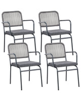 Set of 4 Garden Chairs Grey Aluminium Powder Coated Finish Frame Stackable Outdoor Beliani