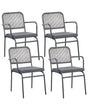 Set of 4 Garden Chairs Grey Aluminium Powder Coated Finish Frame Stackable Outdoor Beliani