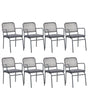 Set of 8 Garden Chairs Grey Aluminium Powder Coated Finish Frame Stackable Outdoor Beliani