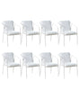 Set of 8 Garden Chairs White Aluminium Metal Powder Coated Cushions Stackable Outdoor Beliani