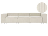 Modular Sofa Off White Cord Fabric Upholstered 3 Seater Black Legs Modern Living Room Couch Beliani
