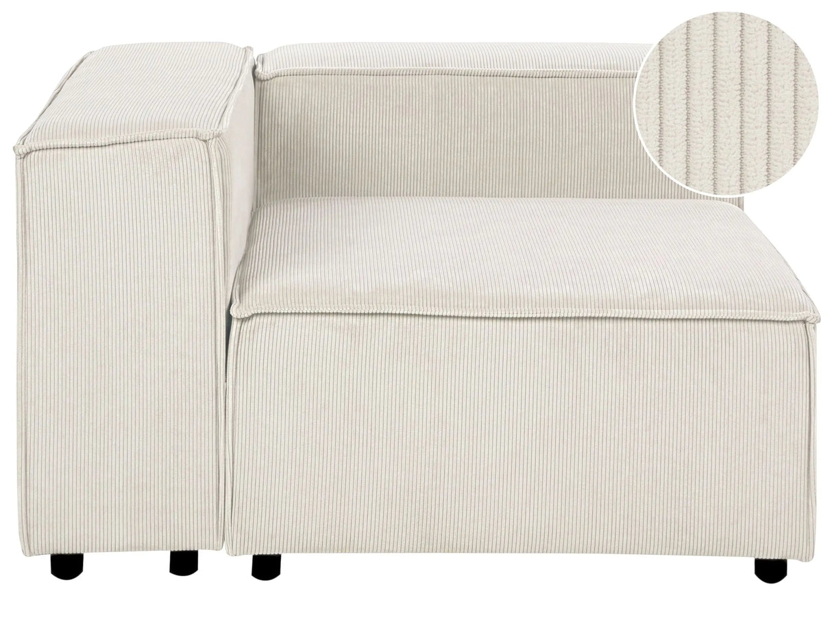 Right Hand Corner Section Off White Cord 1-Seat Sofa Module Modern Single-Seat Black Legs Living Room Beliani
