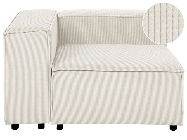 Right Hand Corner Section Off White Cord 1-Seat Sofa Module Modern Single-Seat Black Legs Living Room Beliani