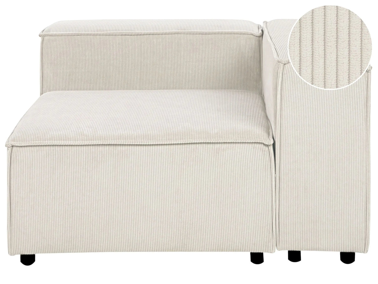 Left Hand Corner Section Off White Corduroy 1-Seat Sofa Module Modern Single-Seat Black Legs Living Room Beliani