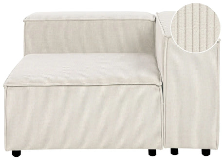 Left Hand Corner Section Off White Corduroy 1-Seat Sofa Module Modern Single-Seat Black Legs Living Room Beliani