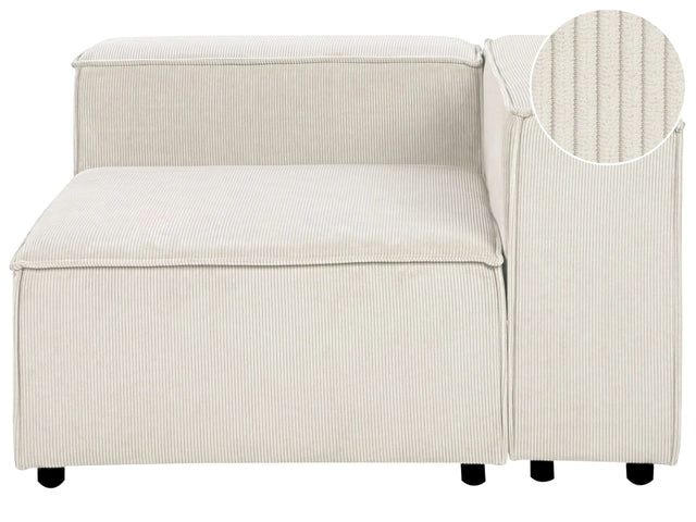 Left Hand Corner Section Off White Corduroy 1-Seat Sofa Module Modern Single-Seat Black Legs Living Room Beliani