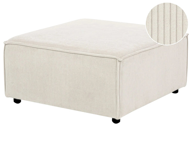 Ottoman Off White Corduroy Upholstered Modular Sofa Element Square Footstool Black Legs Modern Style Beliani